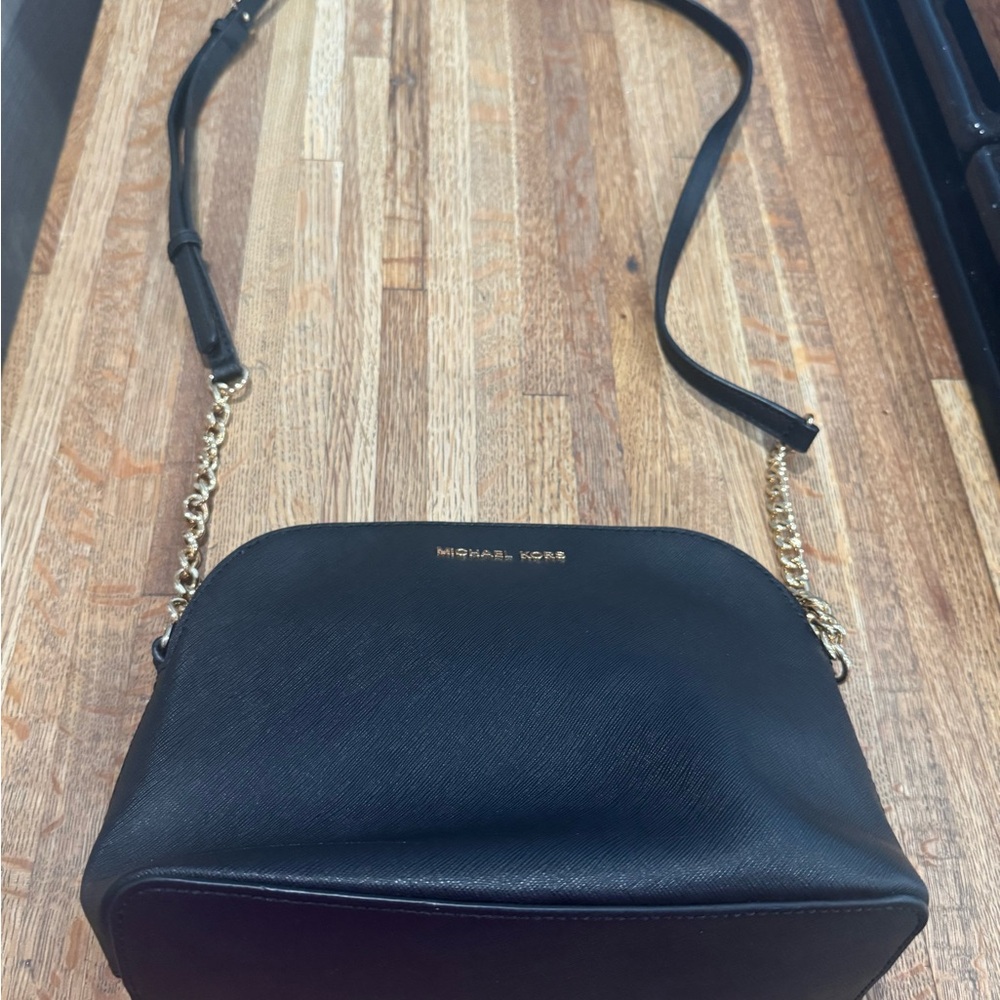 Michael Kors Black Crossbody with Gold Chain